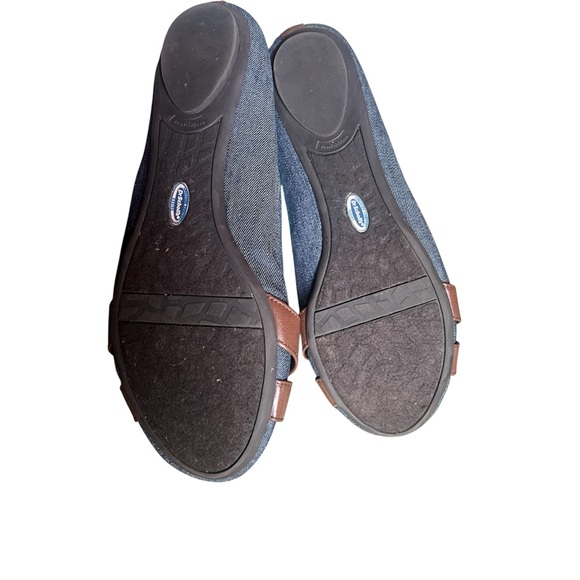 Comfort denim and chocolate brown Accent flats loafer work shoe denim flats - Picture 4 of 4